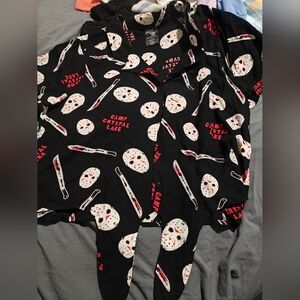 Black Horror-Themed Button-Up Shirt